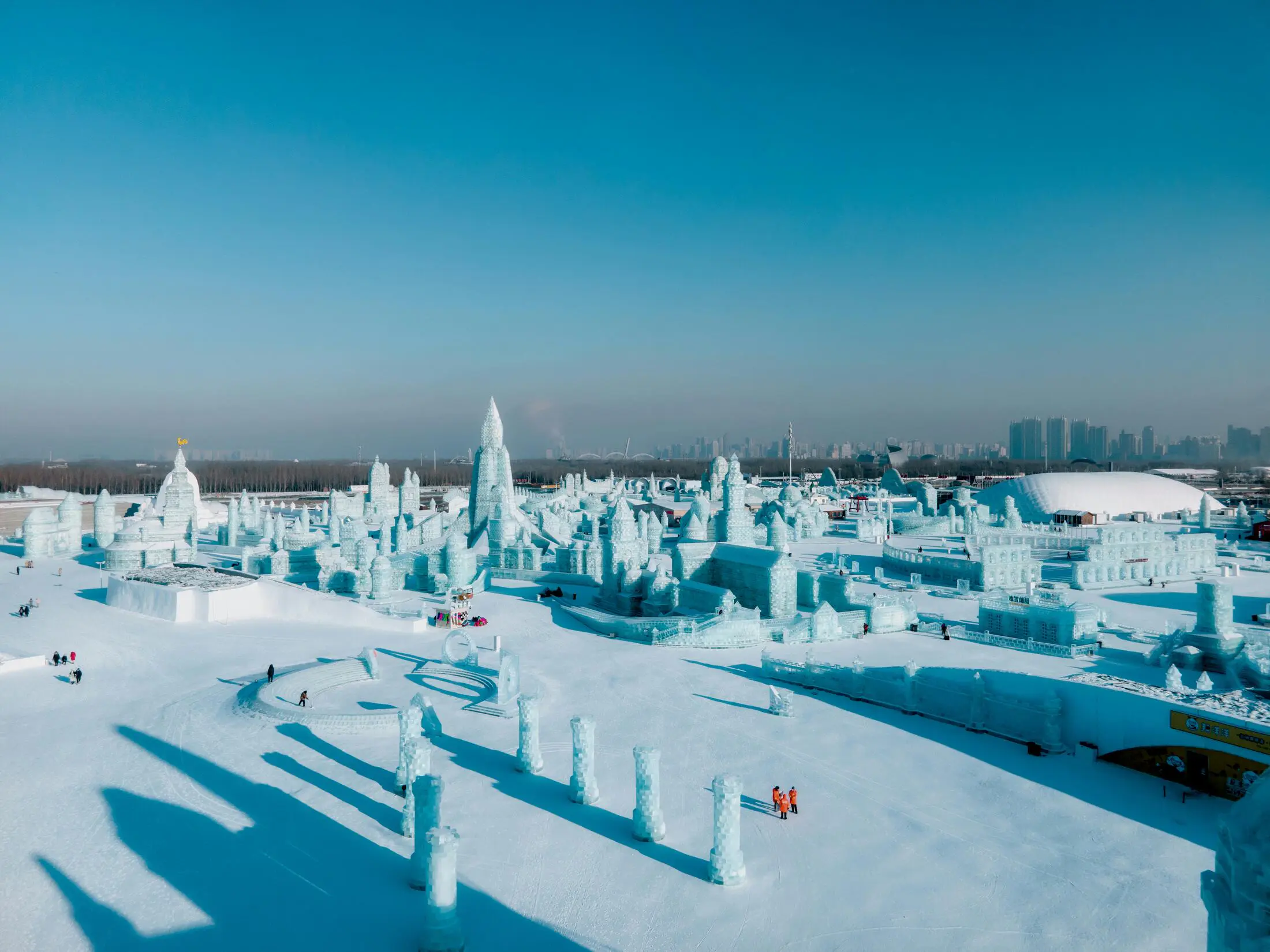Harbin winter ice and snow route scene