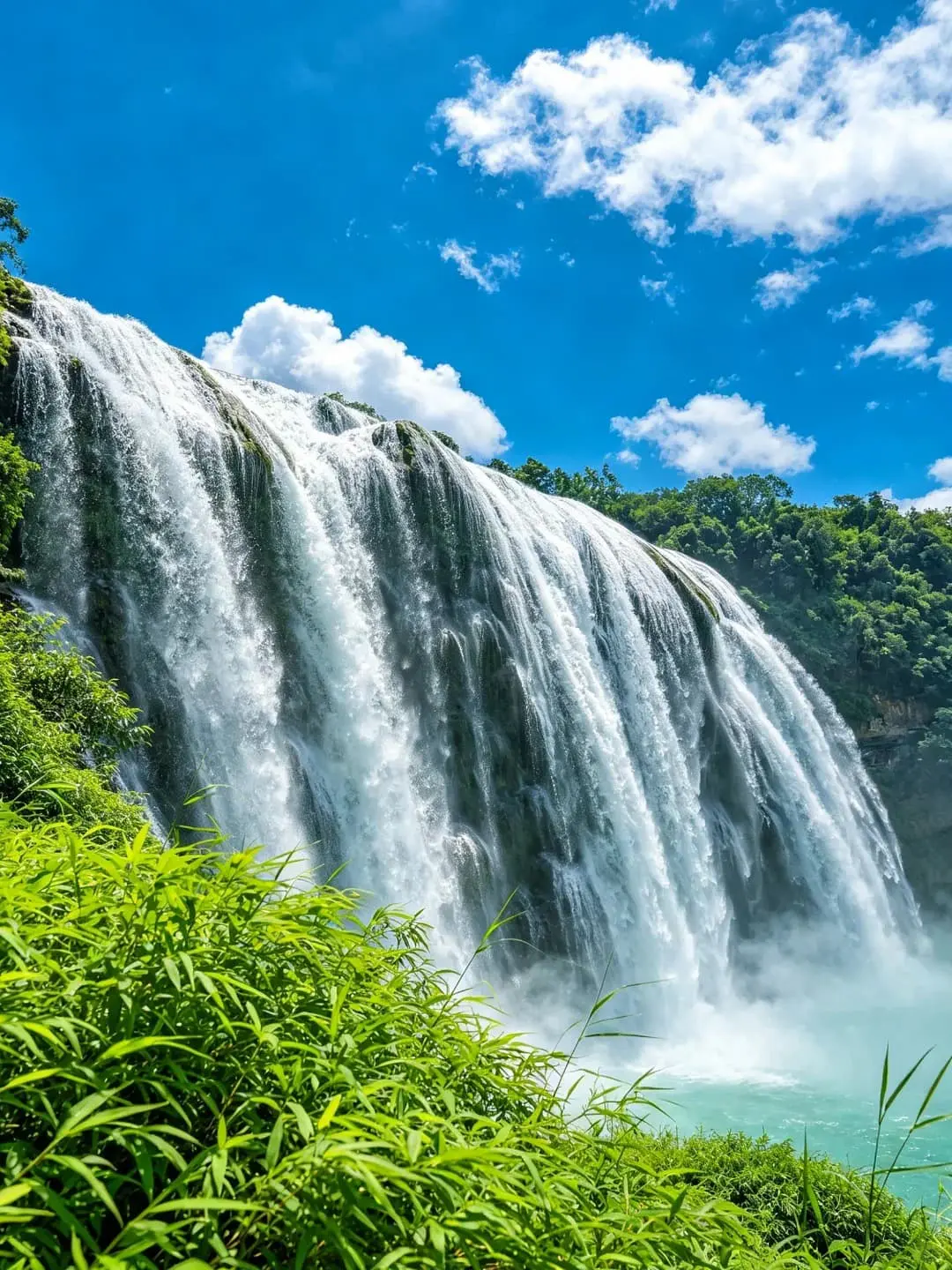 Huangguoshu waterfall close view for a short Guiyang and Guizhou karst route