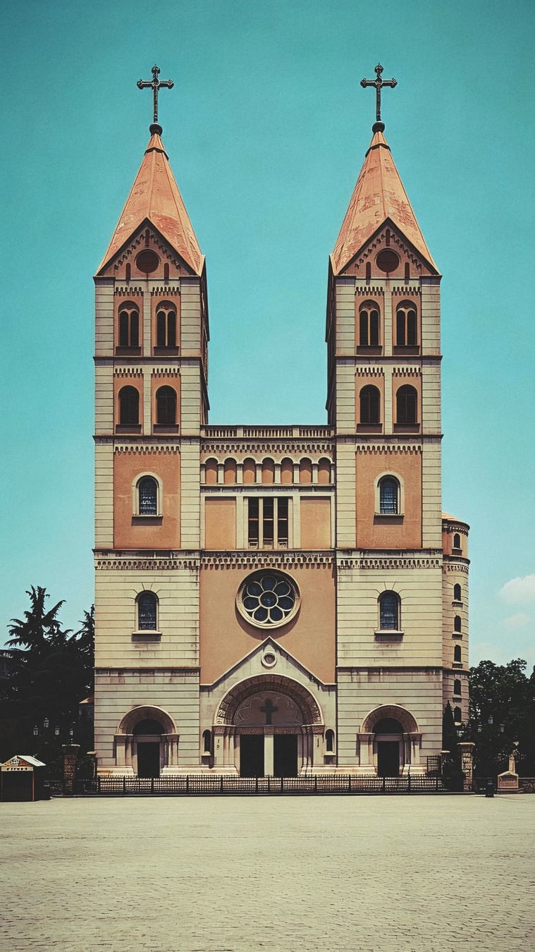 Qingdao church and street layer route photo