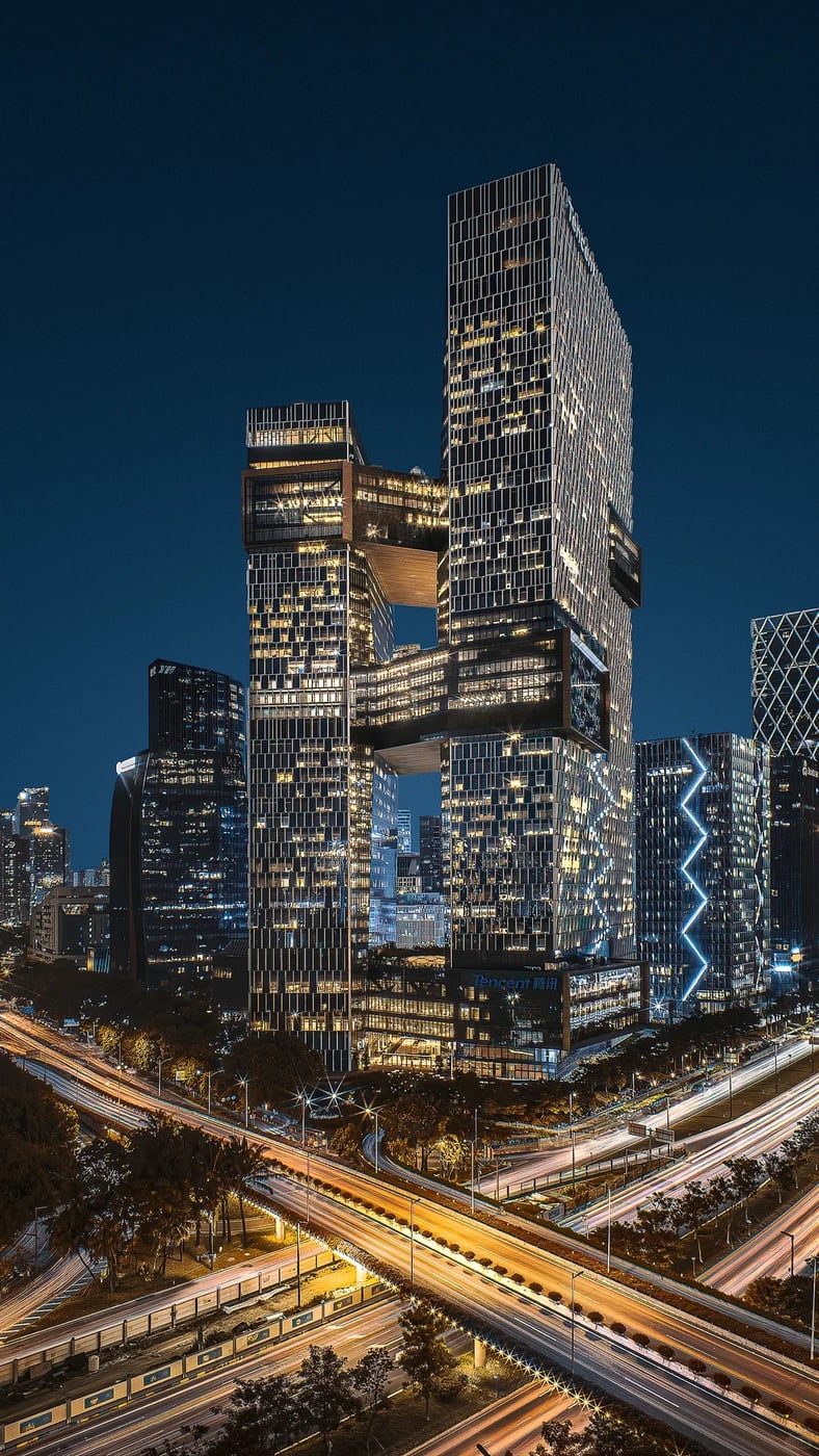 Shenzhen skyline and bay contrast route photo