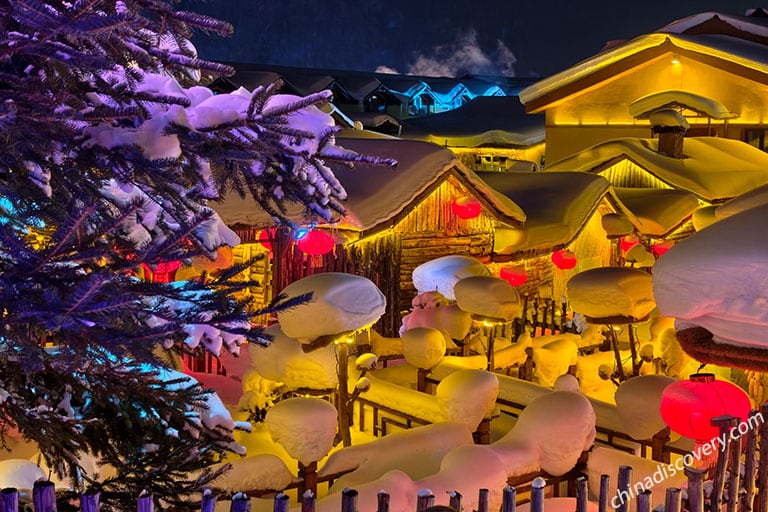 China Snow Town road-and-lodge check route photo